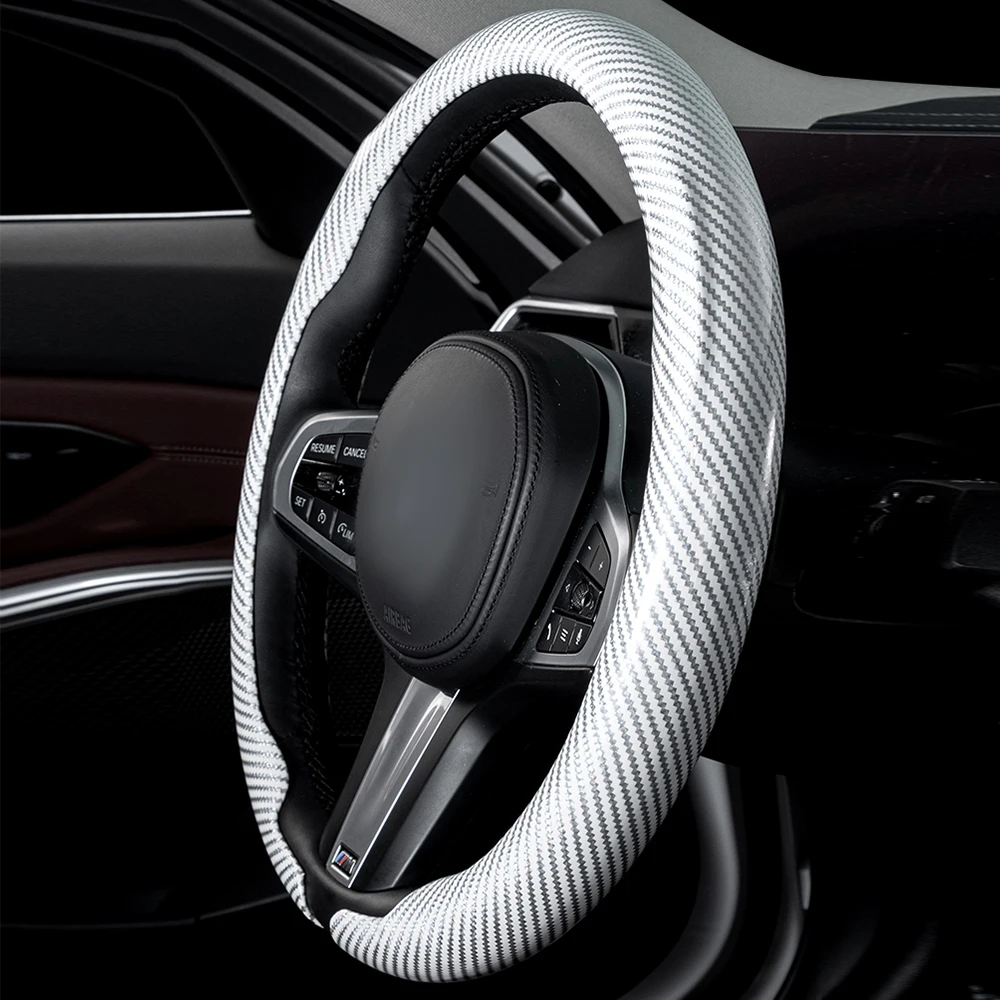 Steering Size 36-38cm Universal Non-slip D-shaped Round Breathable Car Steering Wheel Cover Protector Suitable Auto Accessories