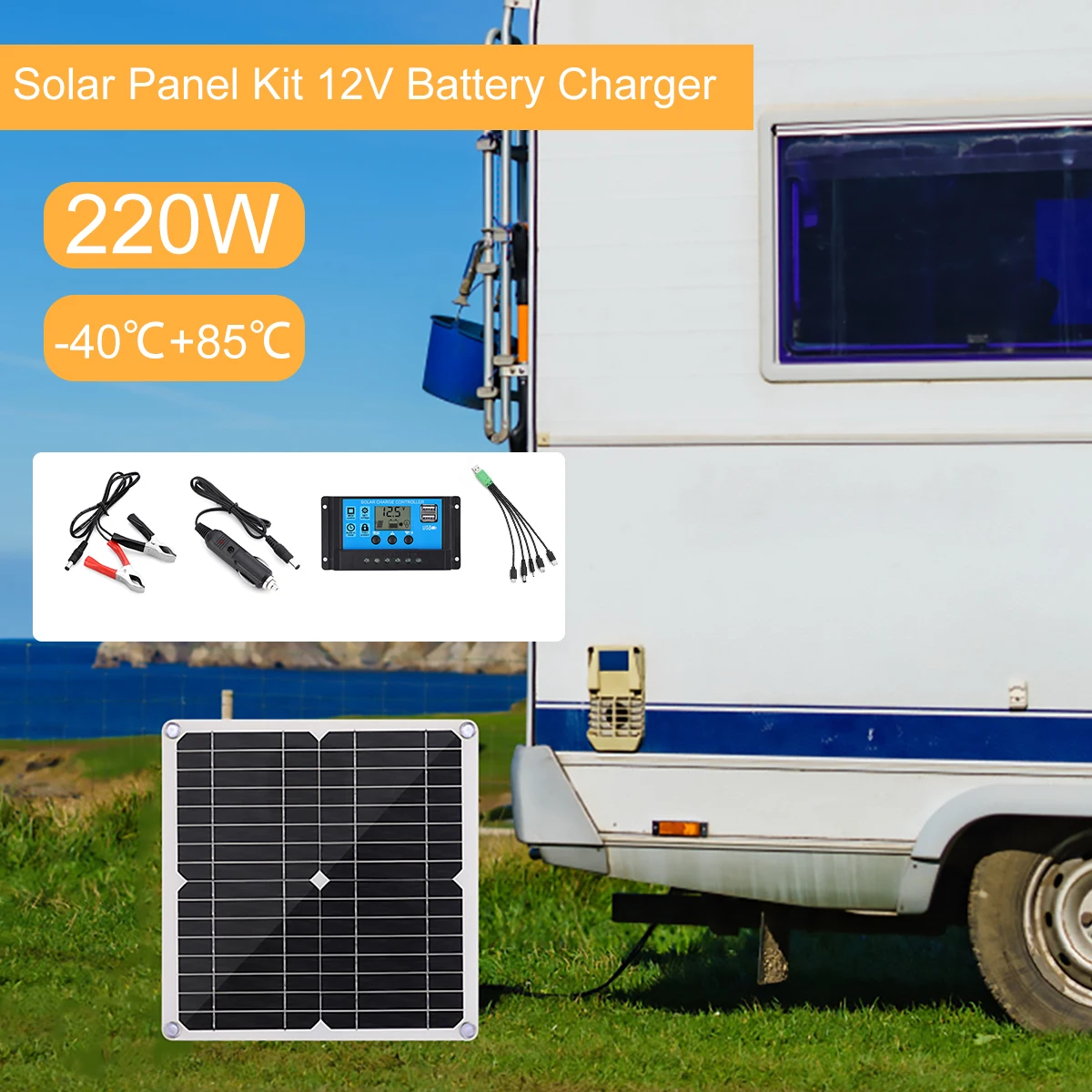 Solar Panel Kit Solar Charger Reusable Portable Flexible Sun Power Solar Panel Charger 12V Car Battery Charge Panel with