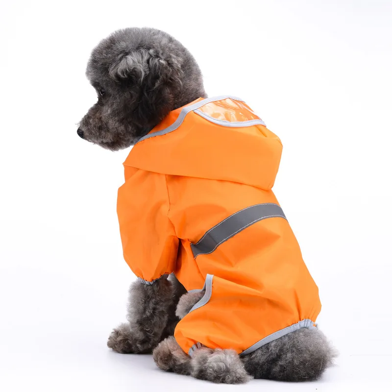 Dog raincoat, four-legged waterproof full-cover clothing for small and medium-sized dogs, pet supplies