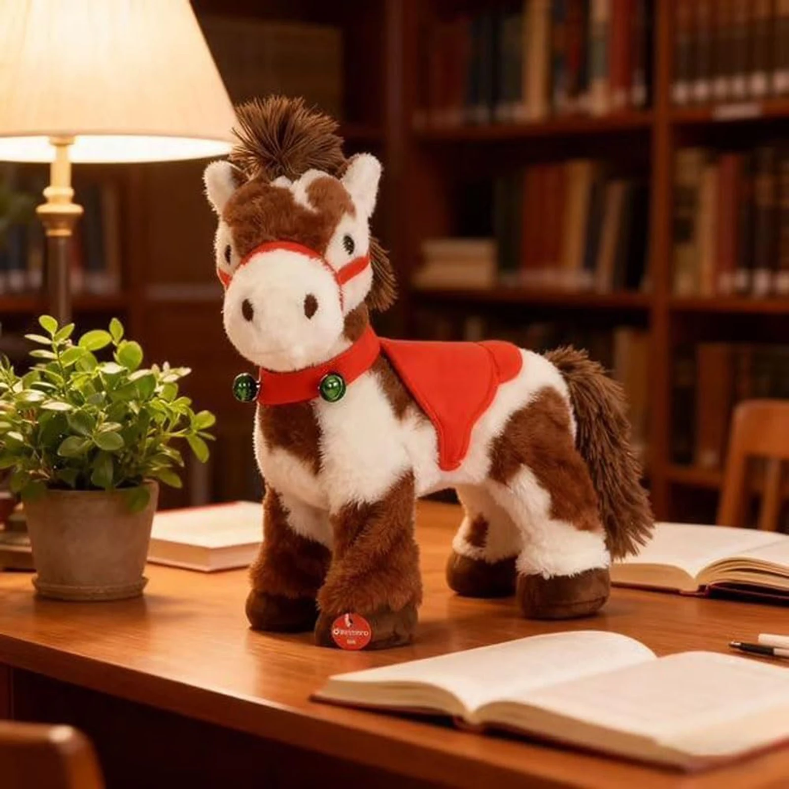 Cheval en peluche électrique tacheté pour enfants avec son et mouvement, cheval à bascule électrique pour cadeau de Noël