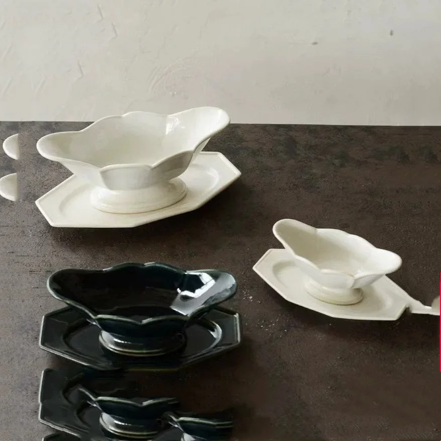Japanese Style Rough Pottery Ceramic Dinner Plate,Creative Deep Plate Dessert Coffee,Tableware Home Western Restaurant