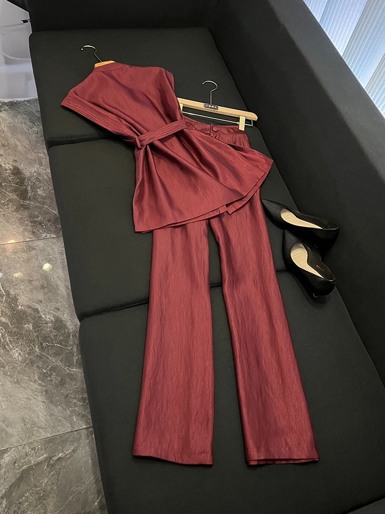 Ele Set a due pezzi da donna Autunno Inverno Faionable Pantaloni a gamba larga Gilet Abbigliamento da donna versatile di lusso U7