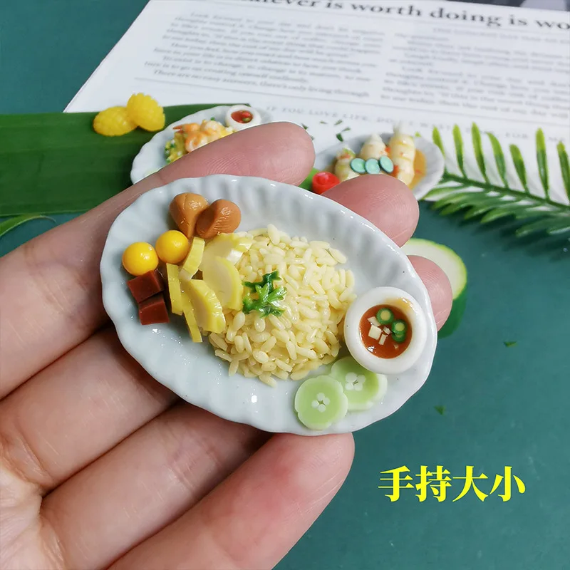 1:12 Simulation Thai Cuisine Egg Fried Rice Octopus Food Play Model Toys Doll House Accessories Miniature Dish Rice Decoration
