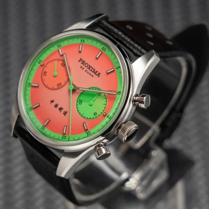 

Мужские часы Proxima с хронографом, 39 мм, пилотная панда, механические наручные часы с ручным заводом, спортивные 10 бар, сапфировое зеркало ST1902