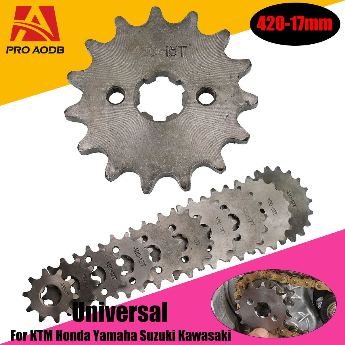 

For Taotao Kayo BSE Xmotos Apollo SSR 110 125cc Dirt Pit Bike ATV Quad 420# Chain 17mm 10 -19T Teeth Front Engine Sprockets