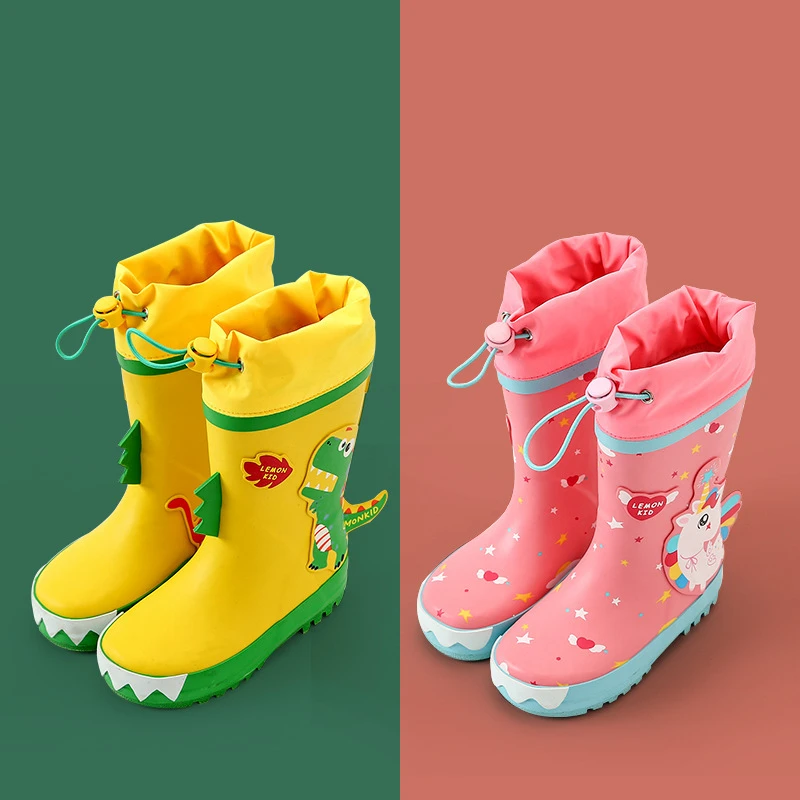 Dzieci chłopcy dziewczęta Rainboots wodoodporne dziecięce buty maluch kalosze s naturalne kalosze dziecięce buty do wody Cartoon kalosze