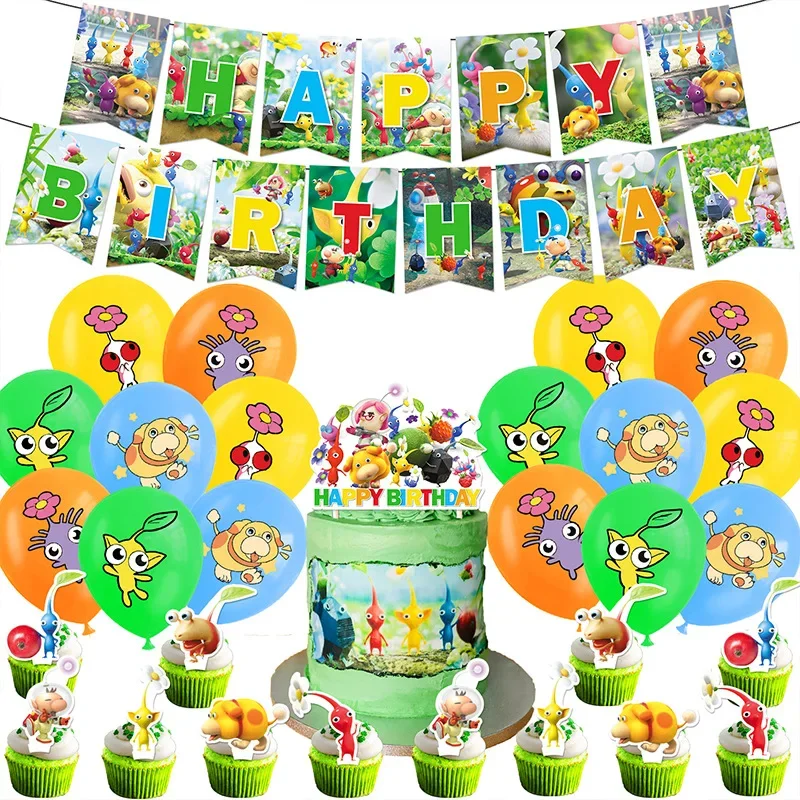 Hot Game Pikmin festa di compleanno set decorativo stoviglie Banner torta usa e getta appeso bandiera palloncini Pikmin decorazione di compleanno