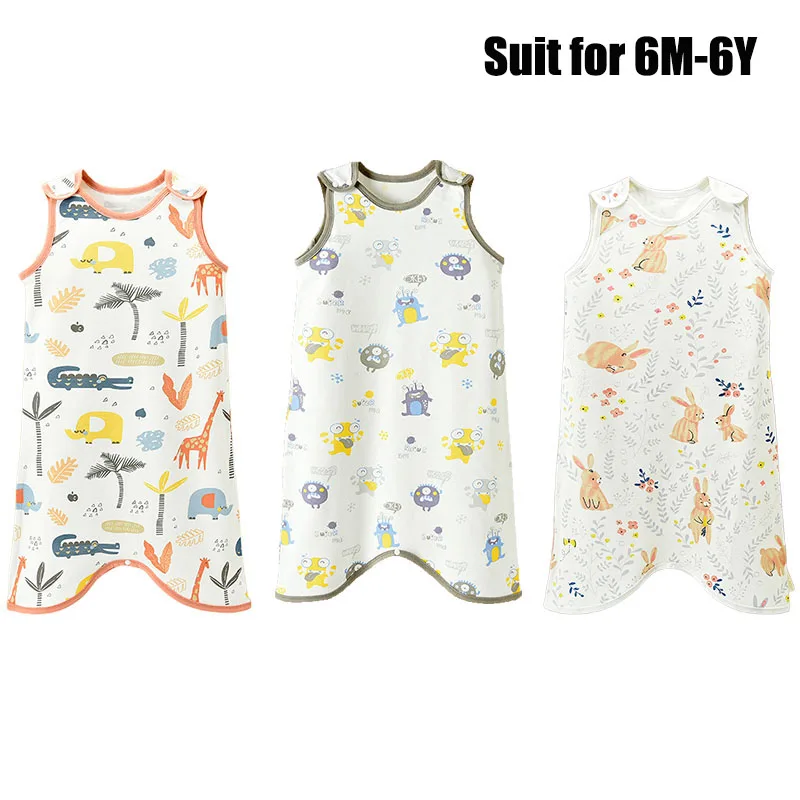 

Baby Cartoon Sleeping Bag 0-6Y Newborn Infant Pure Cotton Breathable Sleepwear Button design Anti-Kick for Children