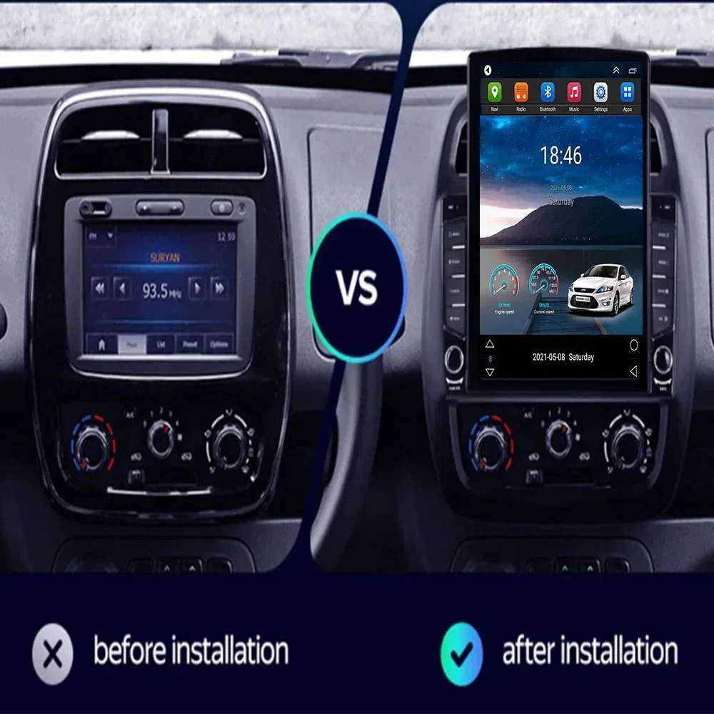 5G LTE Android 14.0 For Renault Kwid 2012-2017 Tesla Type Multimedia Stereo Car DVD Player Navigation GPS Radio