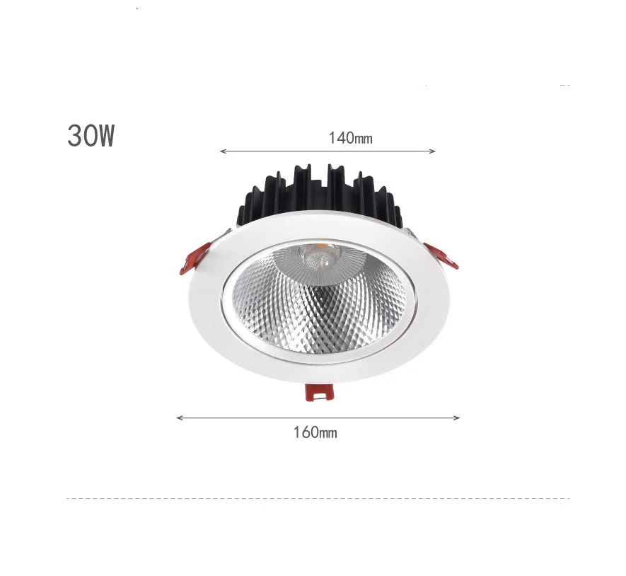 High-power 30Wled spotlights embedded household aisle anti-glare lamp exhibition hall project adjustable angle ceiling spotlight