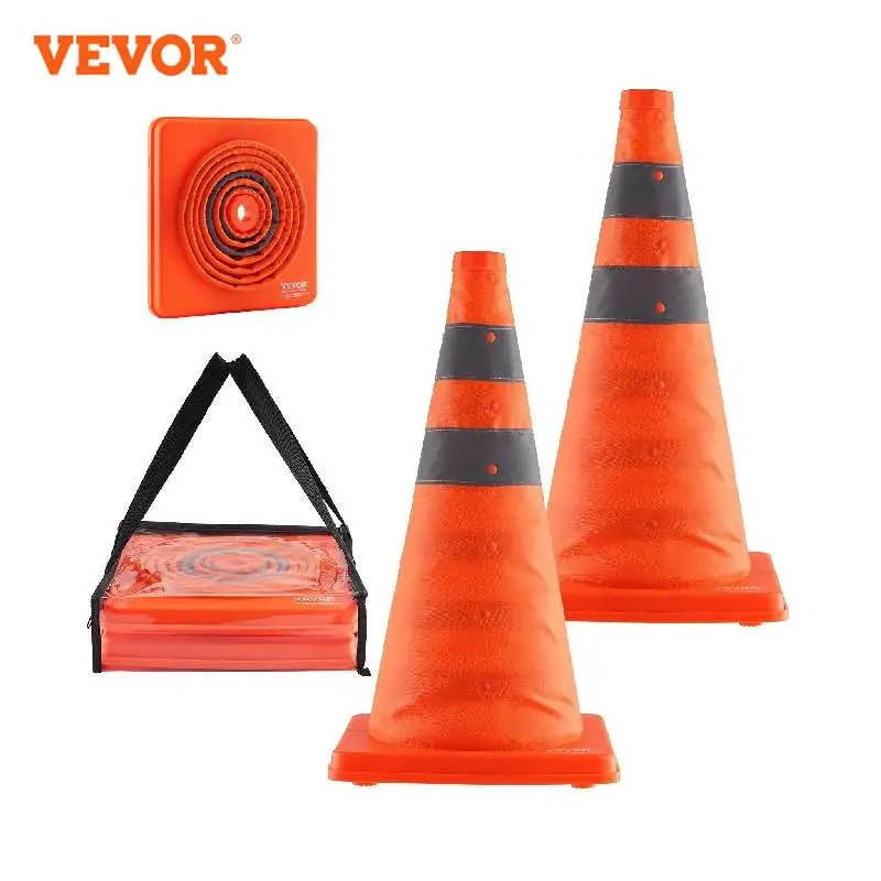 

VEVOR Safety Cones 2/4 Pack 18/28 inch Collapsible Traffic Construction Cones for Traffic Control Driving Training Parking Lots