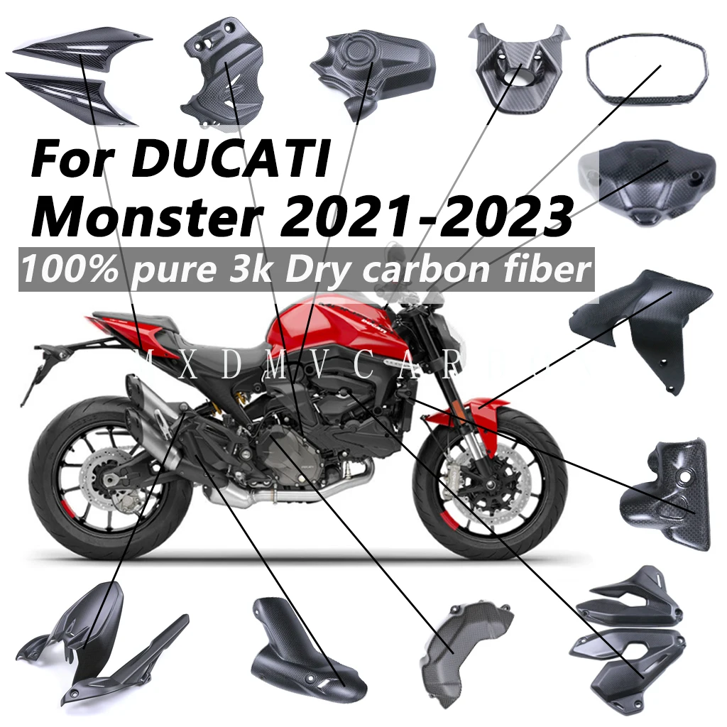 

For Ducati Monster Monster950 937 2023 2022 2021 Motorcycle Parts 100% 3K Dry Carbon Fiber Fender Side Panels Full Fairing Kits