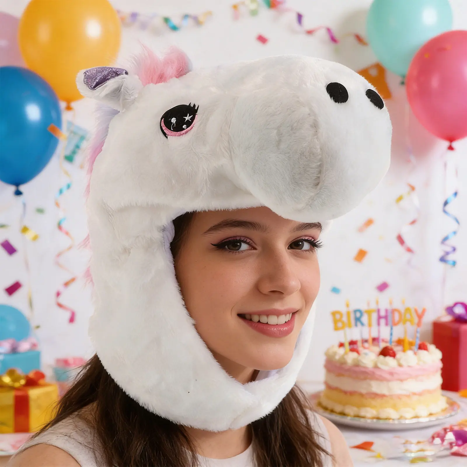 Funny Unicorn Hat for All Ages - Vibrant Rainbow Design Party Headgear - Photo Prop Dress Up Accessory - Carnival Masquerade