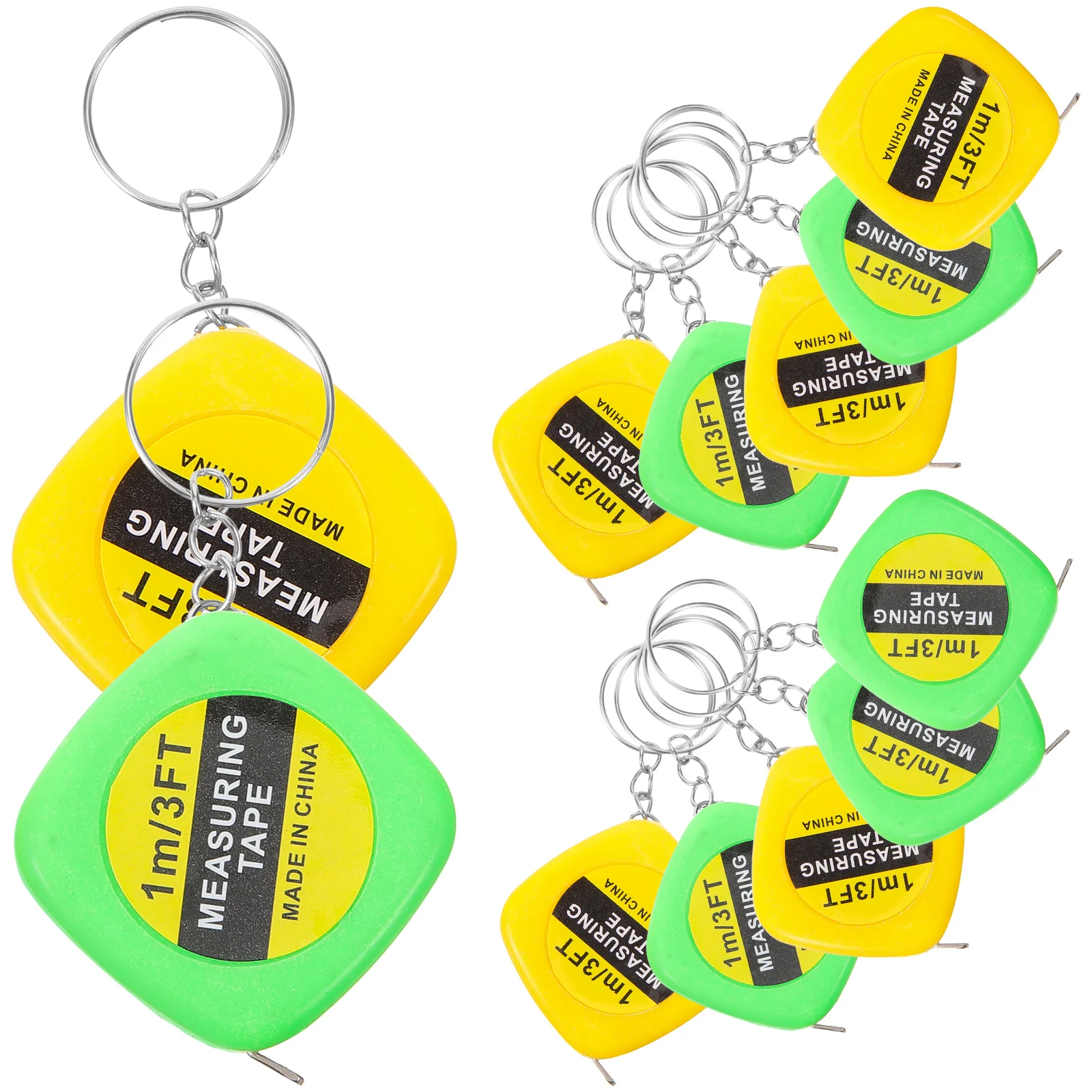 12 PCS Kids Tape Measure Retractable Toy Measuring Metric System Toddler Key Holder