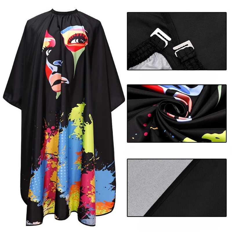 Barbiere Taglio di capelli Panno Graffiti Camouflage Abito da salone Chiusura regolabile Grembiule da parrucchiere Mantelle da parrucchiere antistatiche Strumenti