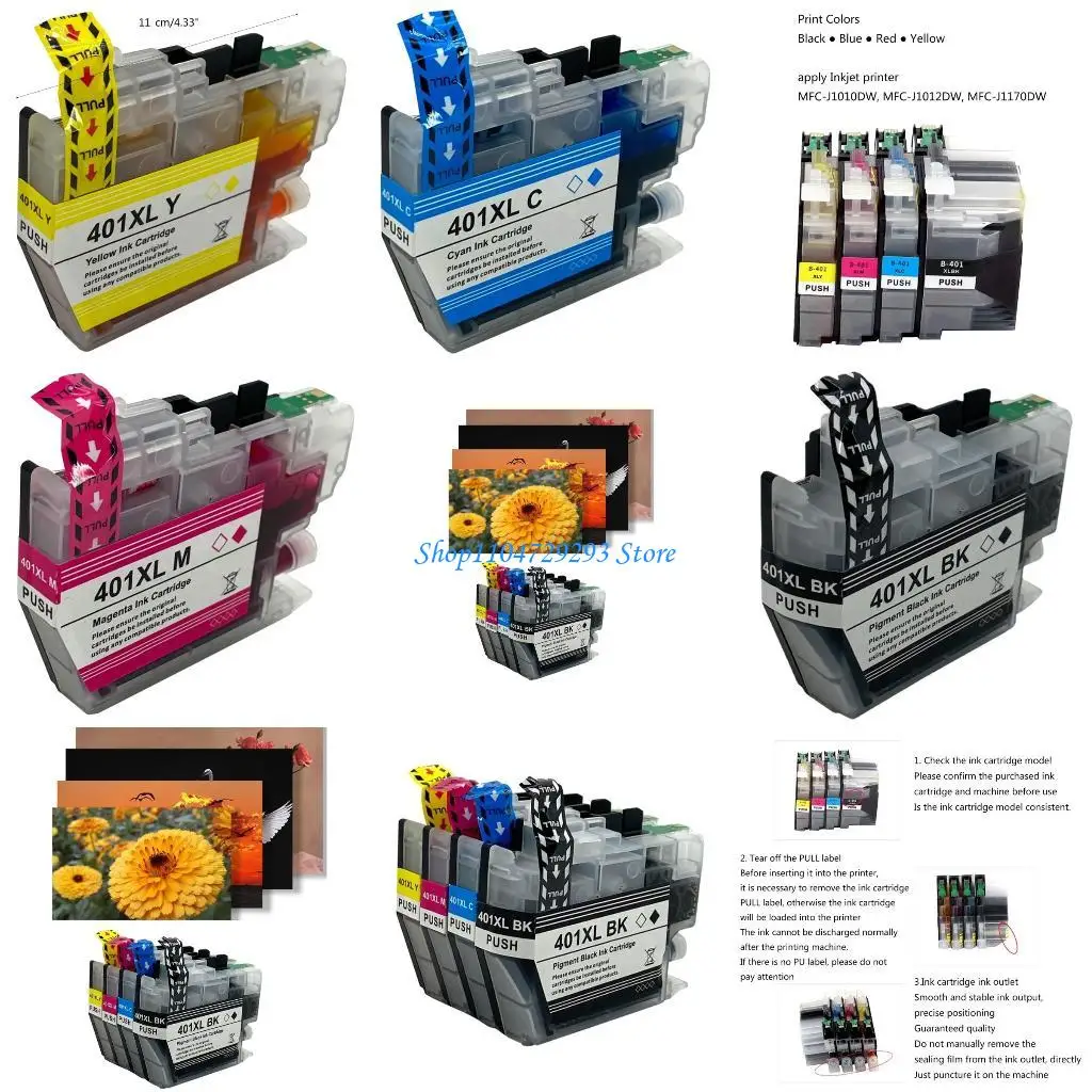 

Замена картриджа Y2GD, 4 цвета, для принтера LC401XL MFCJ1010DW J1012DW J1170DW, коробка для чернил высокой емкости, полная