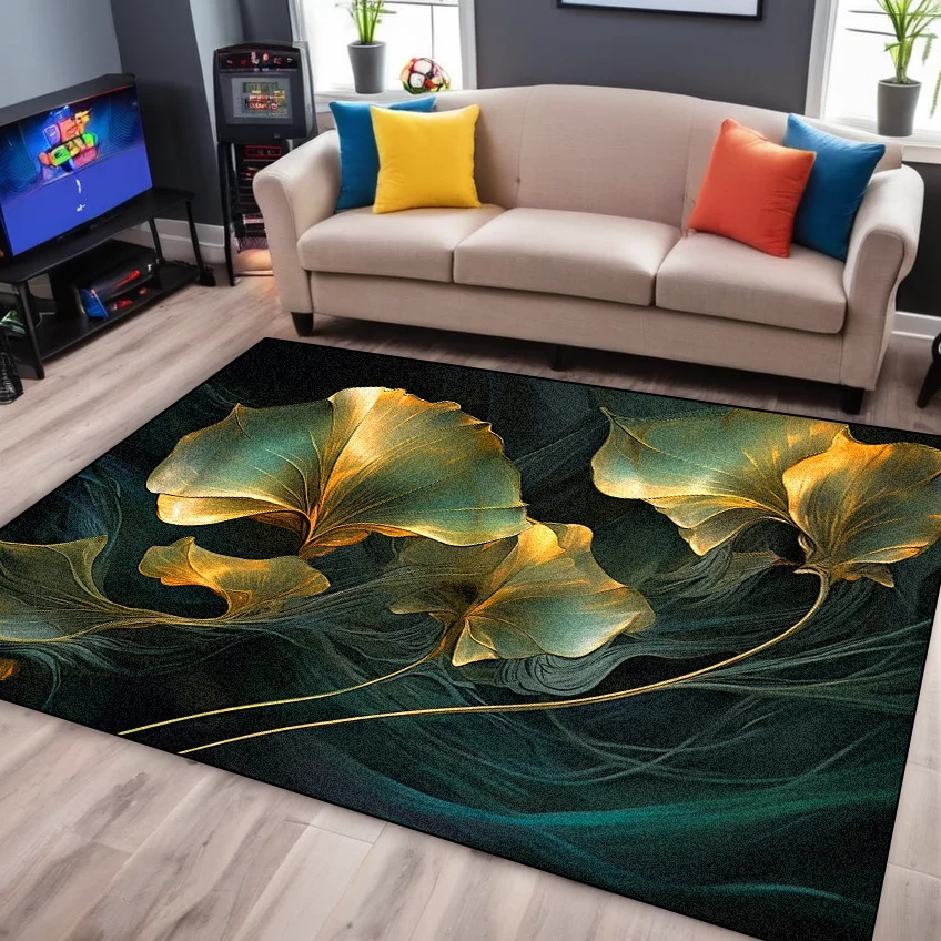 

Nordic 3D Leaf Printing Carpet Home Living Room Children Bedroom Decor Large Rug Non-slip Home Passageway Foot Mat Customizable