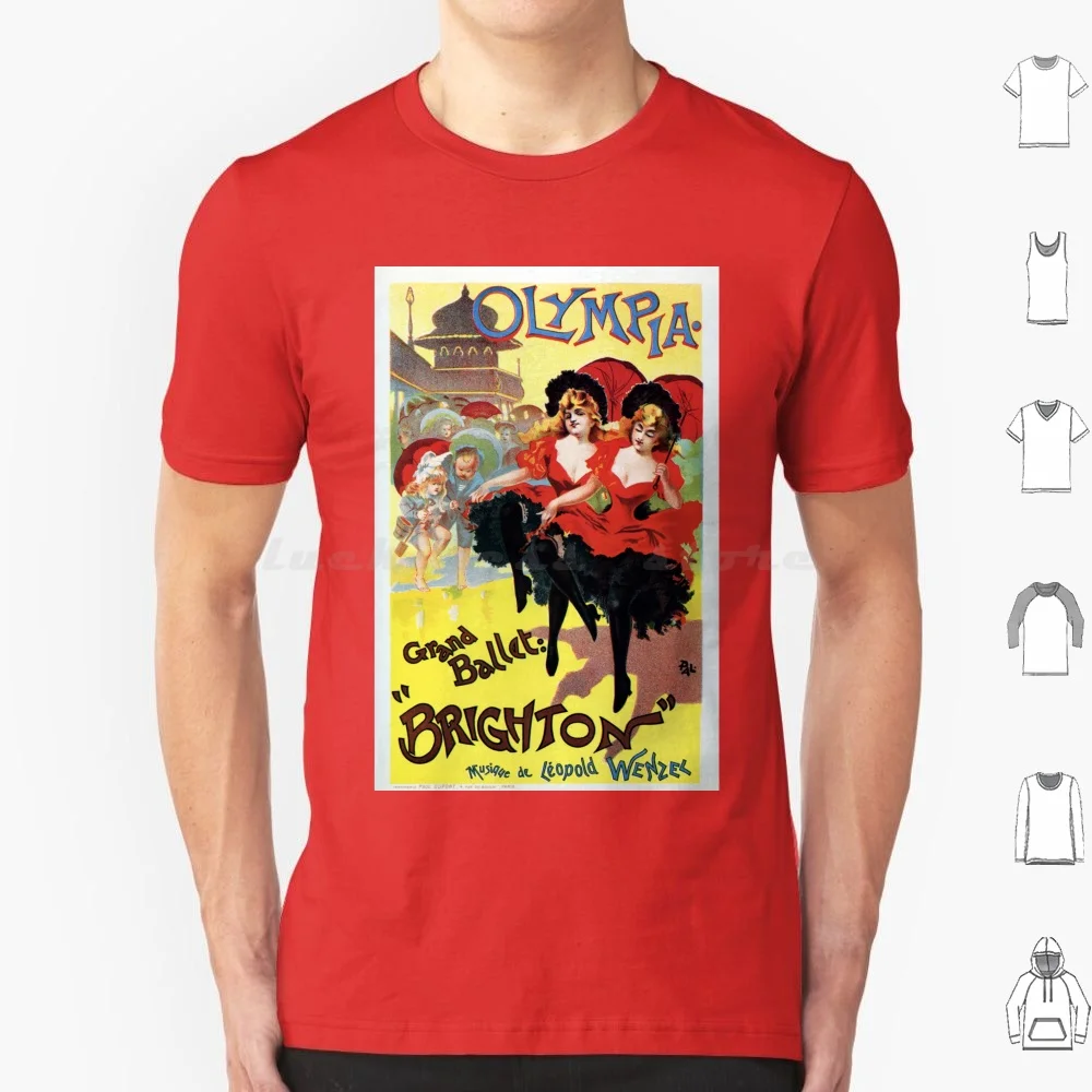 Vintage francés Can-Can (Cancan) danza Brighton Ballet camiseta algodón hombres mujeres DIY estampado Vintage francés Francia música París