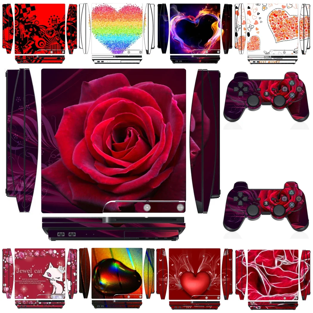 

Виниловая защитная наклейка Rose Love для Sony PS3 Slim PlayStation 3 Slim и 2 наклейки для контроллера