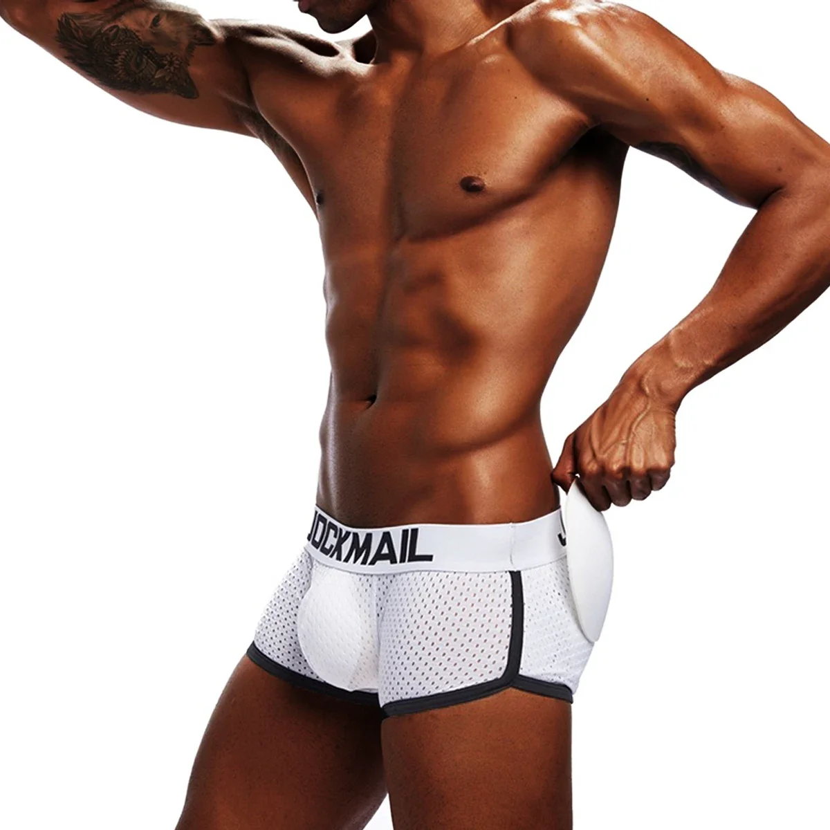 JOCKMAIL Cotton Boxer pacchetto da uomo e biancheria intima imbottita per il culo che migliora tronchi Mesh spugna traspirante Push Cup Pads Boxer maschili