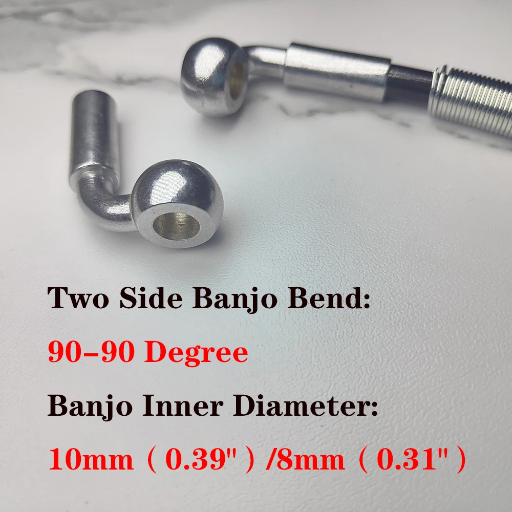 90-90 Degree Motorcycle Dirt Bike Braided Line Brake Hose Clutch Oil Pipe Hydraulic Banjo Pipe 30-500cm Universal Racing M8~M10