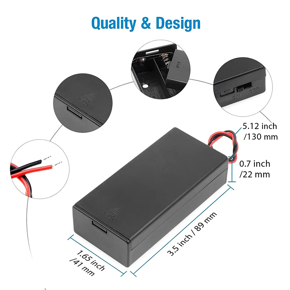 2*18650 Battery Storage Case 3.7V Batteries Holder Box With On/off Switch And Cable For Toys LED Light