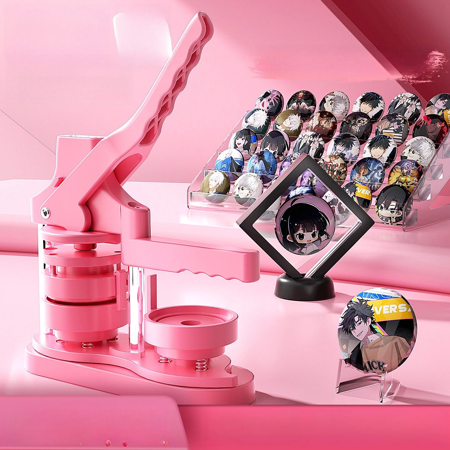 DIY Pin Badges Button Making Machine Kit 58MM Badge Button Maker with 100PCS Button+Circle Cutter Student Handicraft