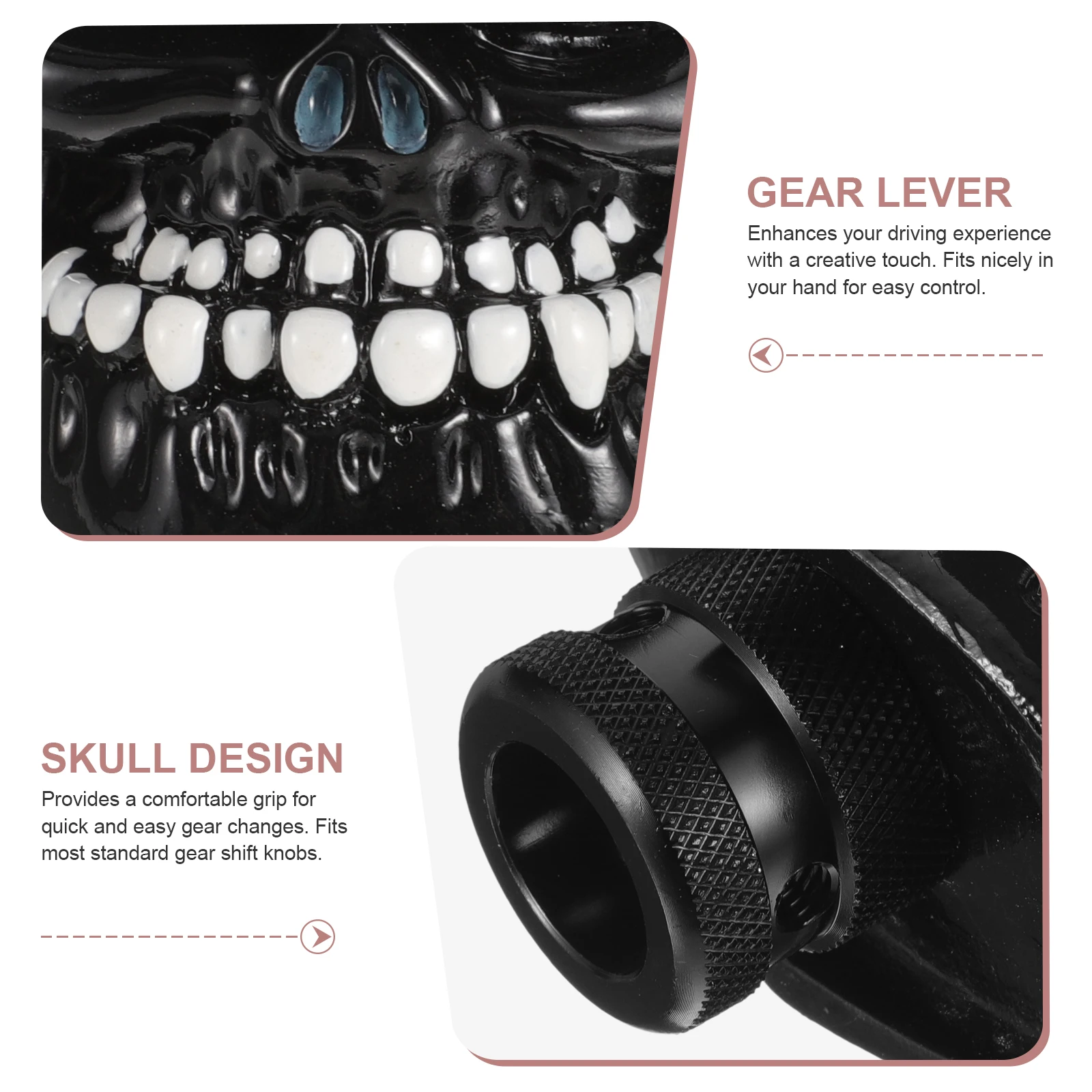 

Car Gear Shift Resin Lever Knob Black Universal Shifter Manual Gear Skull Design Easy Install Decorative Practical