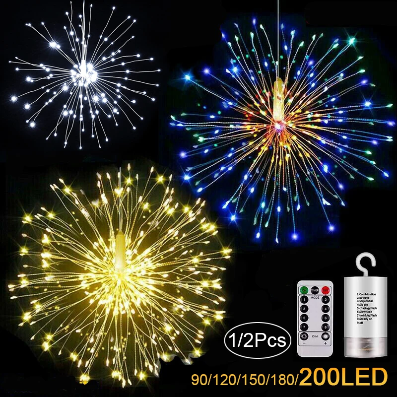 

Firework Lights LED Waterproof Decorative Hanging Starburst Fairy String Lights Indoor Outdoor Home Party Christmas Decoration