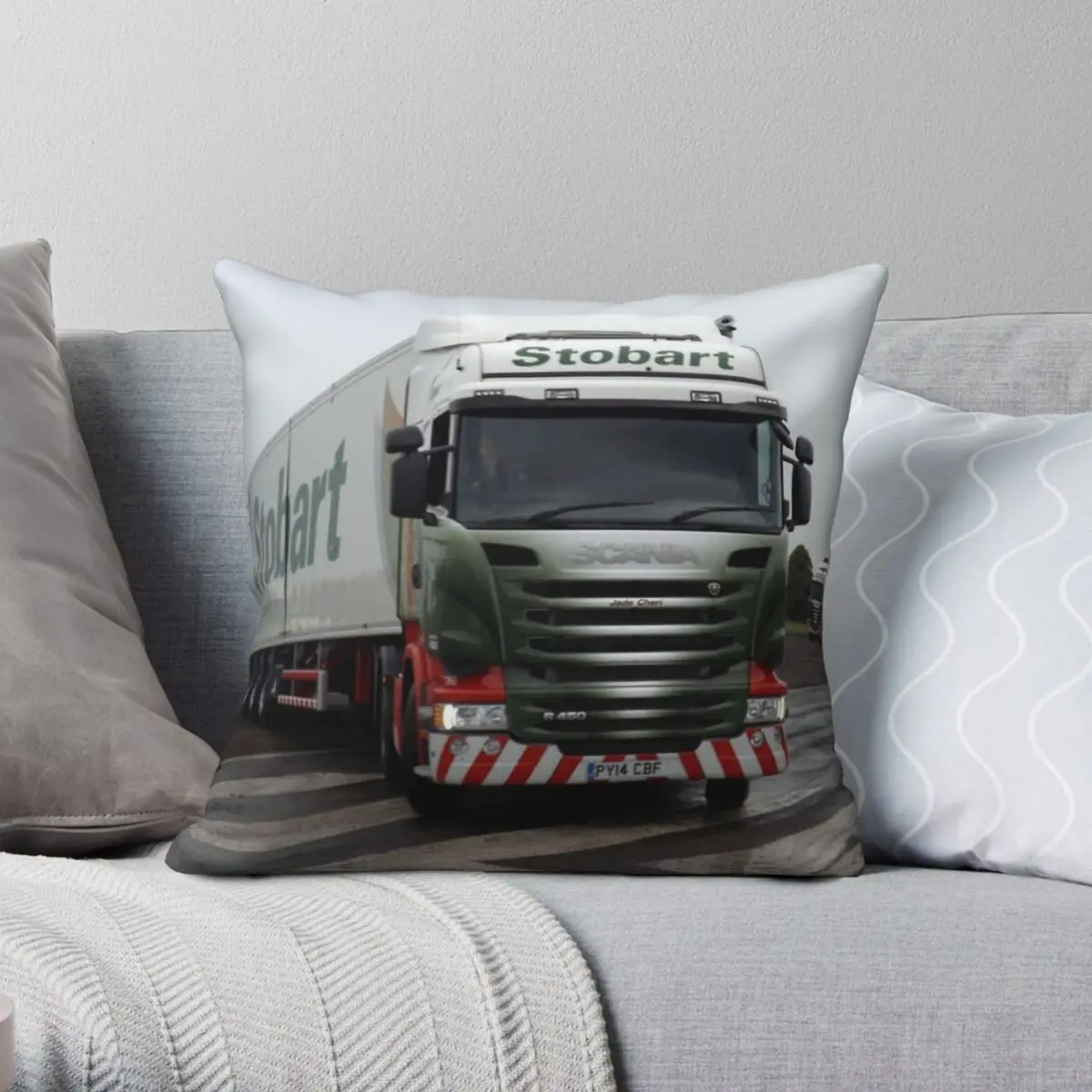 Stobart Lorry Square Pillowcase Polyester Linen Velvet Pattern Zip Decor Car Cushion Cover