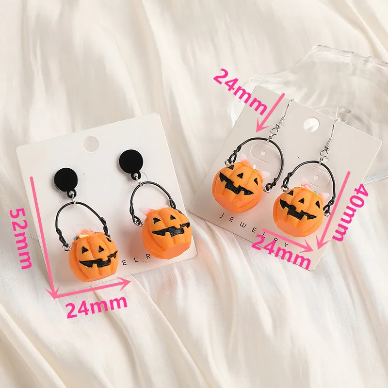 1pair Halloween Nők Lelök fülbevaló 3D Gyanta Sütőtök kosárba  Inggomb Fülbevaló ékszer számára Elárusítónő Estély ajándékok