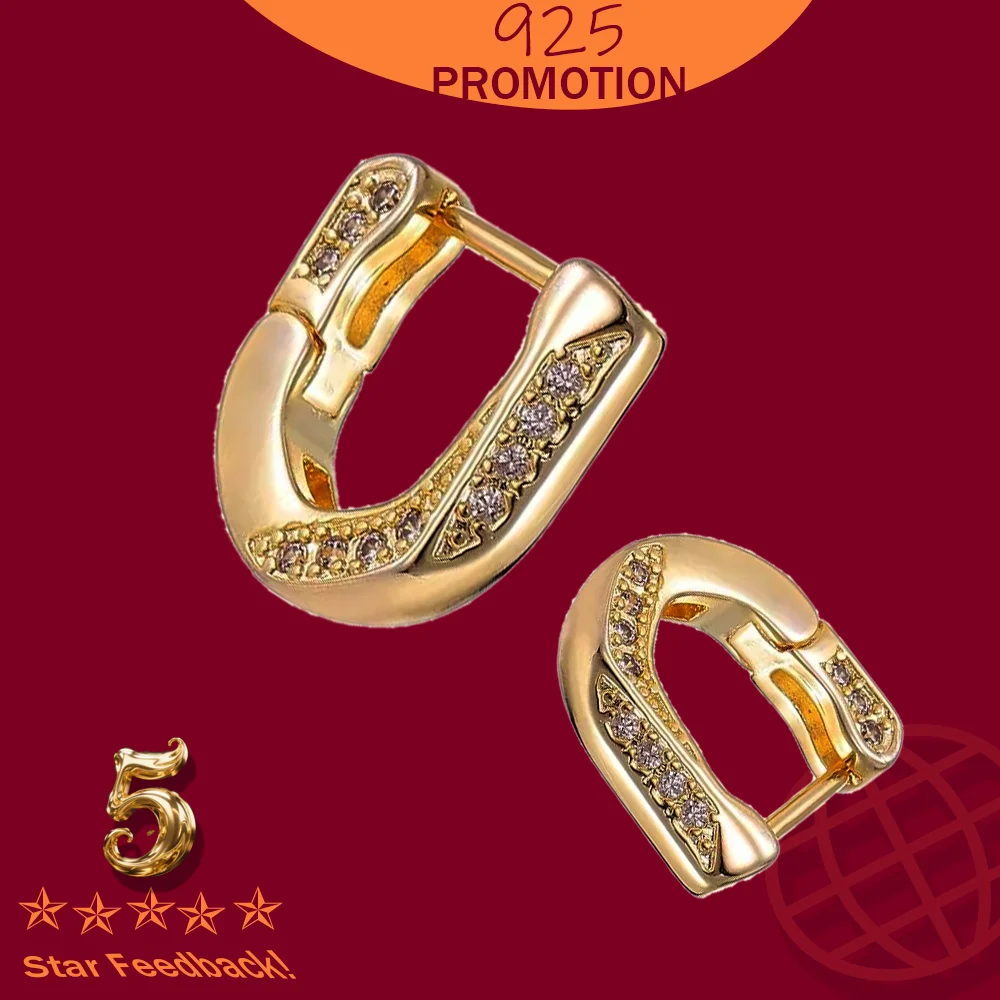 

925 Sterling Silver New CZ Zircon Hoop Earrings for Women Luxury Crystal Geometric Square Piercing Ear Buckle Trend Jewelry 2025