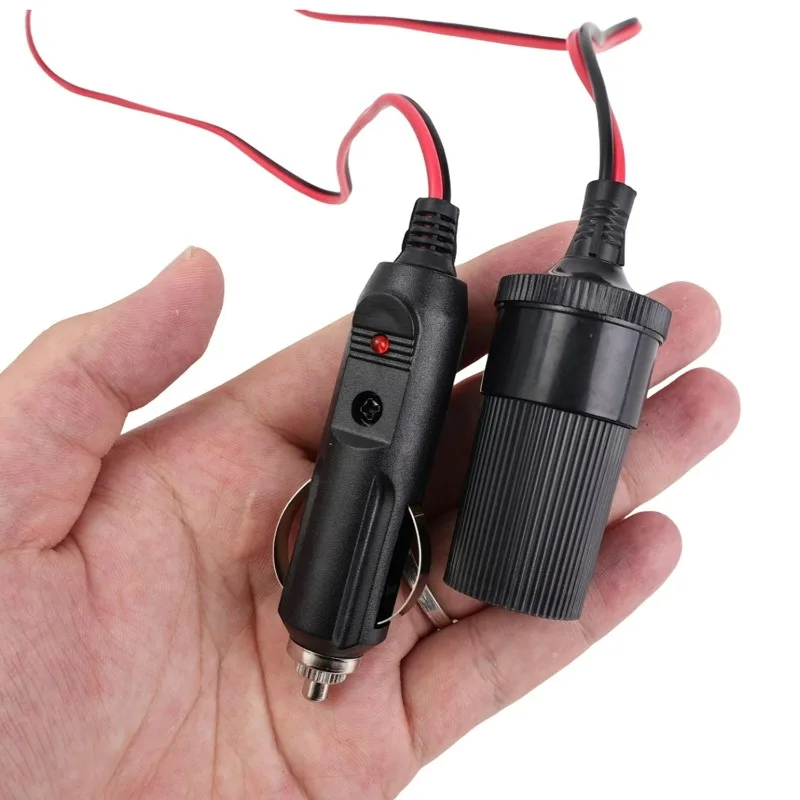 12V Car Cigarette Lighter Extension Cable 5M Male Female Socket Power Wire 10A Fuse LED Light for Truck Dash Cam Vacuum Pumps