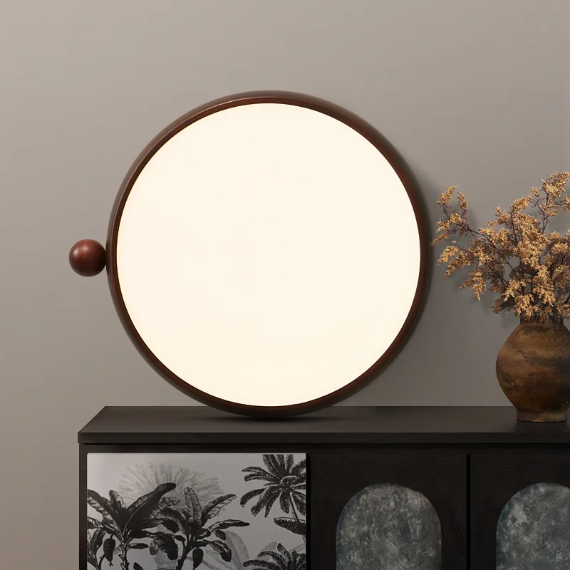 Retro Style Minimalist Round Home Ceiling Lamps Living Room Decor Bedroom Light Fixture Kitchen Led Illumination Walnut Pattern
