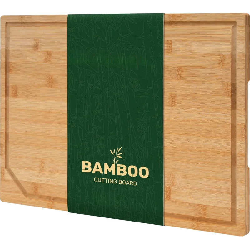 

Бамбуковые разделочные доски 24 дюйма для кухни, очень большая деревянная разделочная доска с глубоким желобком для сока и ручкой