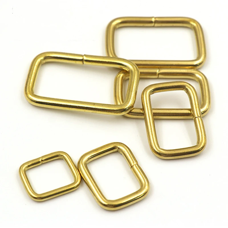 2pcs Brass Metal Wire Formed Rectangle Ring Buckle Loops For Webbing Leather Craft Bag Strap Belt Buckle Garment Luggage Purse