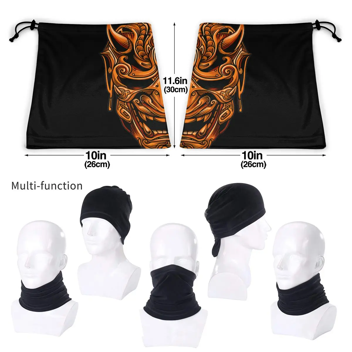 Gold Devil Samurai Mask Guys Punk japonia z mikrofibry ocieplacz na szyję chustka sportowa maska na oczy ochrona przed słońcem