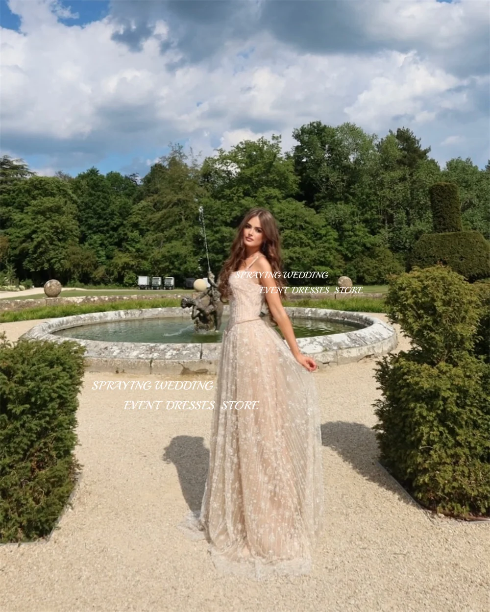 SPRAYING luxe perles dentelle robes de soirée sangle col carré robe de soirée une ligne longueur de plancher robes d'occasion formelles 2025