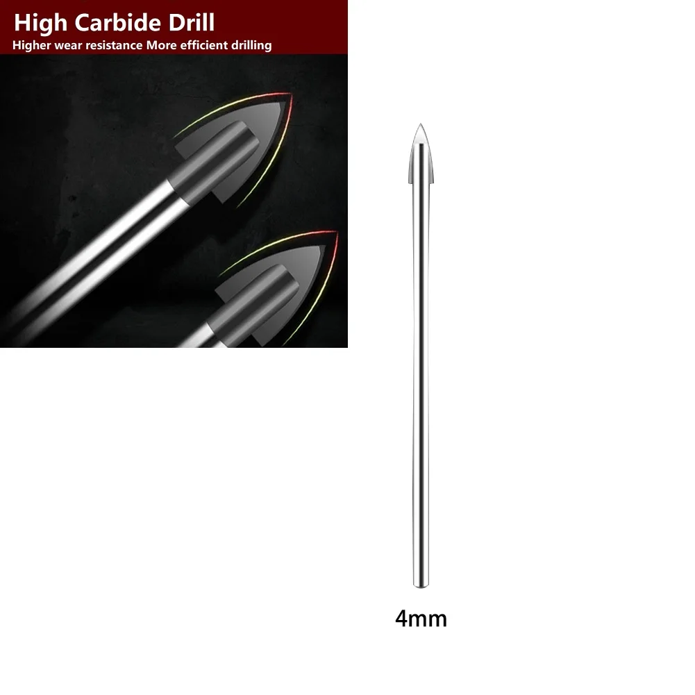 Broca De Vidro Para Carpintaria, Peças De Broca De Carboneto De Tungstênio, Bit De Substituição De Poder, Cortador De Cerâmica, 3-12mm