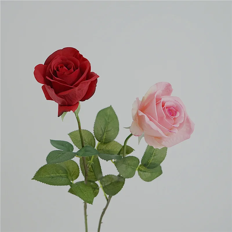 Artificial Roses Branches Real Touch Cloth Flowers Hotel Decorative Simulation Rose White Flower Holiday Party Decoration Plant