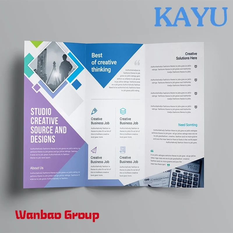 Custom  custom double sided printing design color paper brochure folding flyer printing