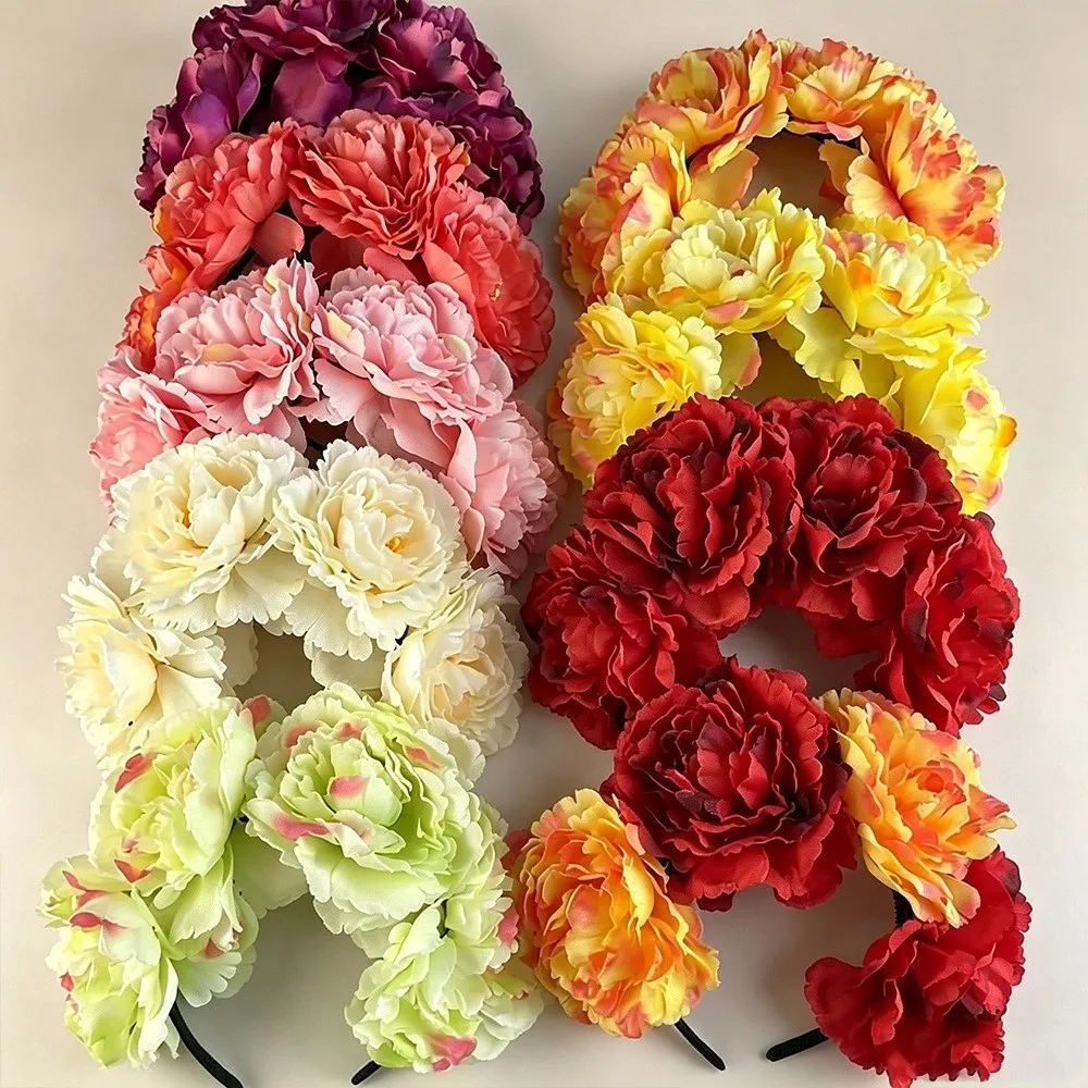 Simulated Flower Floral Garland Headband Rose Headpiece Romantic Style Artificial Flower Crown Elegant Gorgeous Design