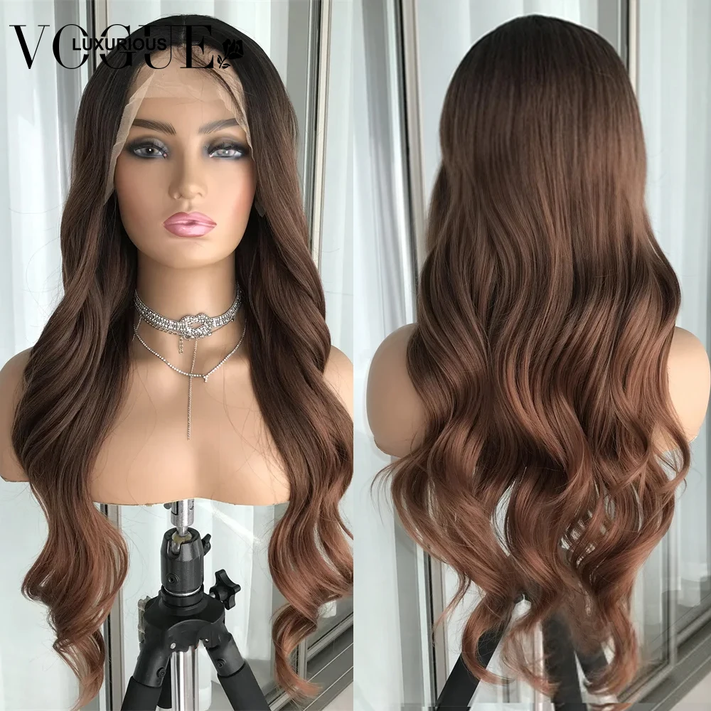 Wig Frontal rambut manusia garis rambut alami berwarna pirang coklat 13x4 Wig penutup ombak Tubuh renda transparan Remy dijual pra-potong