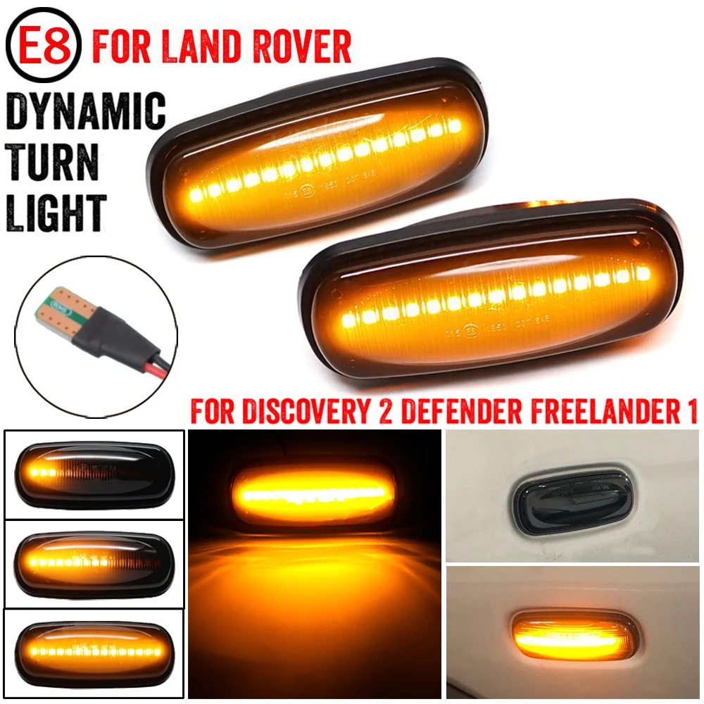 2 Pcs LED Side Marker Light Repeater Indicator Lamp For Land Rover Land Rover Discovery 2 99-04 Defender Freelander 1 02-05