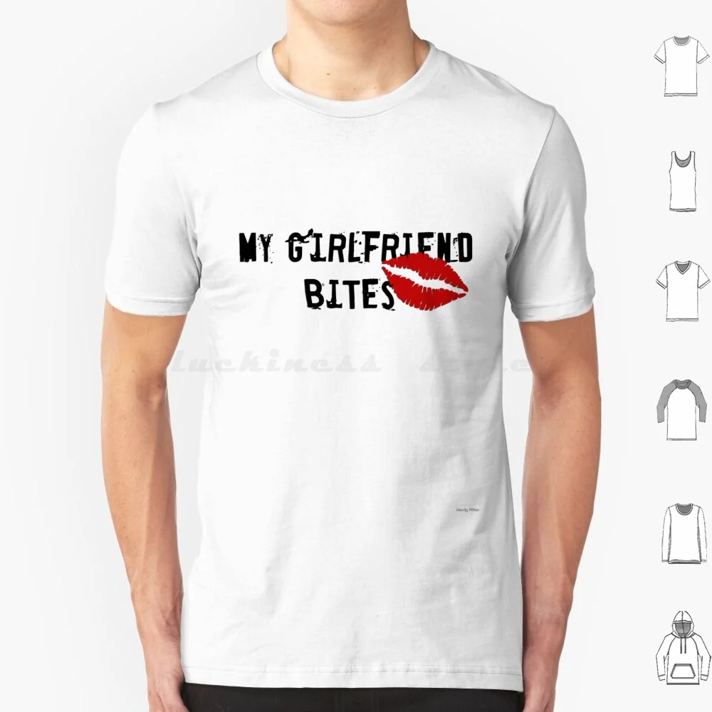 Camiseta My Girlfriend Bites de algodón para hombres y mujeres, estampado artesanal, Kiss Girlfriend Bites