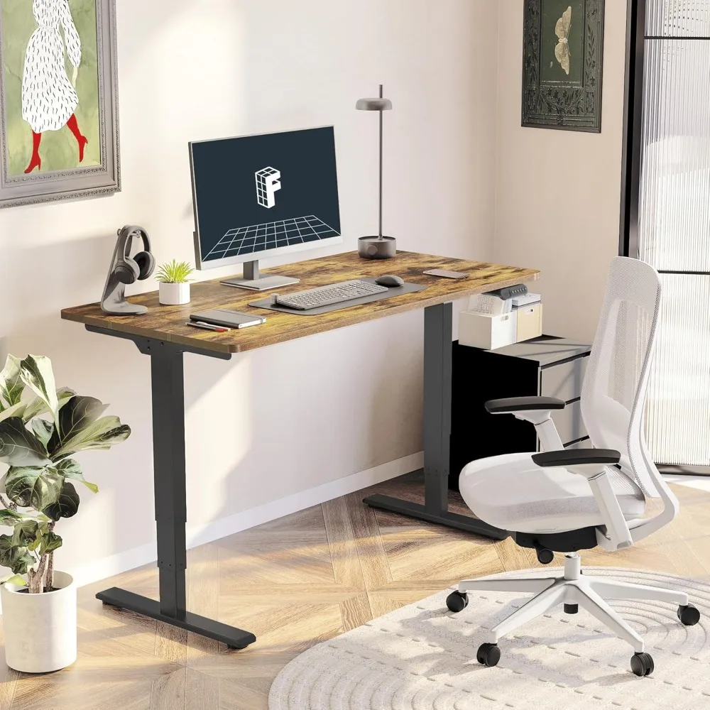 3 Stages Dual Motor Electric Standing Desk 55x28 Inch Whole-Piece Board Height Adjustable Desk Electric Sit Stand Desk