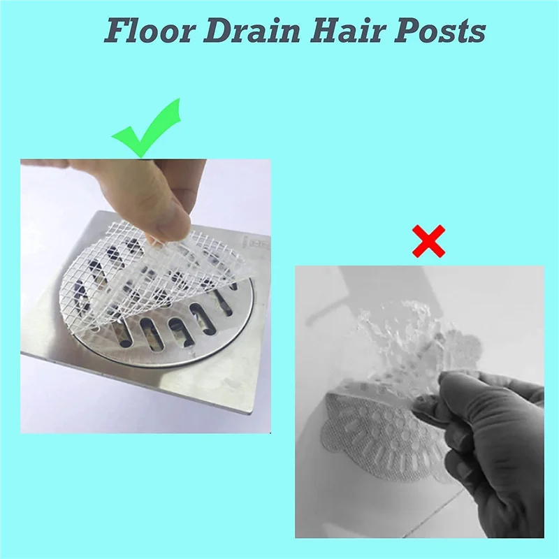 BAAU 200 Pcs Disposable Shower Drain Hair Catcher Mesh Stickers, Anti Clogging Floor Sink Strainer, Shower Drain Dog Hair