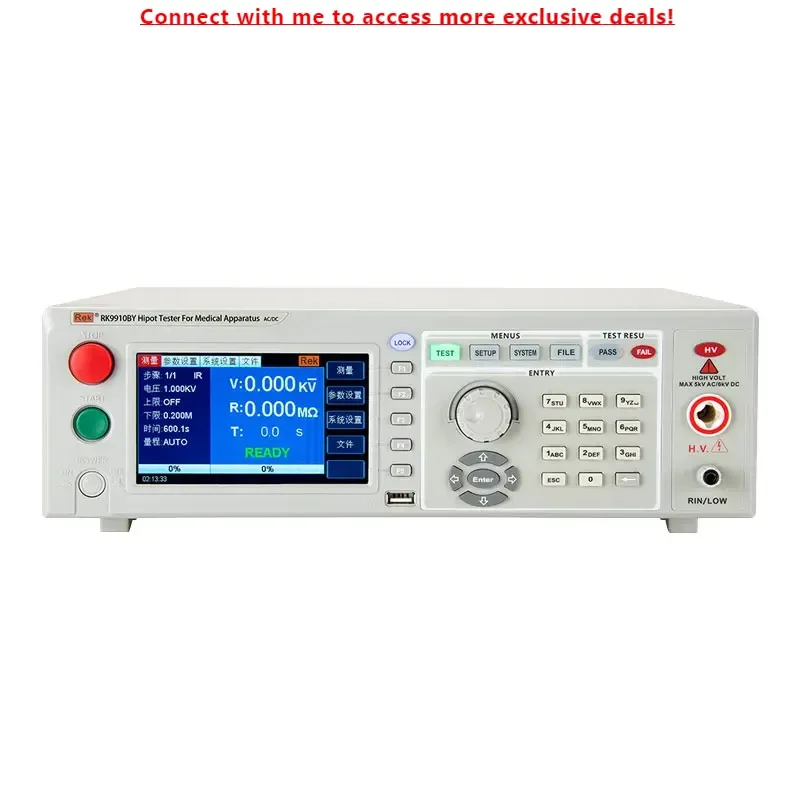 

Rek RK9910BY Programmable AC Medical Voltage Tester, Voltage AC 0.05-5KV, Current AC 0.001mA-10mA