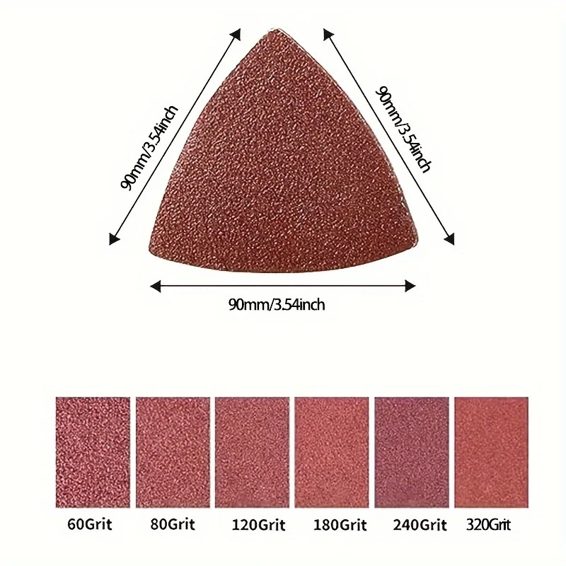 10/60Pcs Sanding Paper 90mm Triangular Hook & Loop Sandpaper Triangle Fit Oscillating Multi Tool Sanding Pad Multi Grit