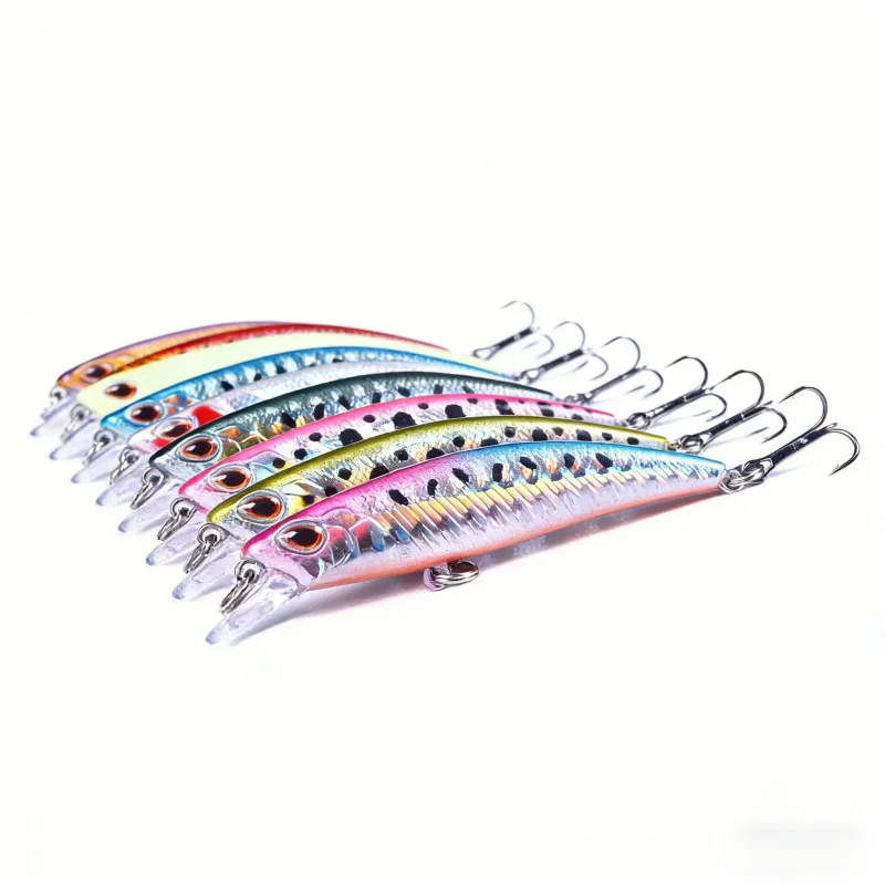 Sinkender Köder mit Weitwurf-Funktion, 6,8 cm, 6,5 g, 10 Stück, Hochkarbon-Stahlhaken-Set für Barsch-Angeln mit Verstärktem Haken und Kunstköder